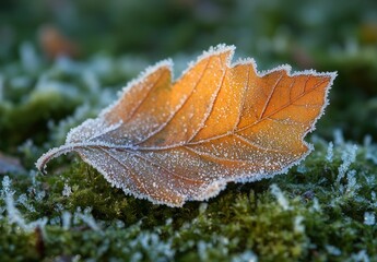 leaf on the snow