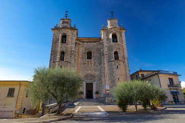 The facade of an ancient church in Arce, a medieval town in the province of Frosinone, Italy.