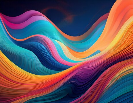 dynamic abstract waves digital space visual art fluid motion aesthetic perspective colorful design - Powered by Adobe