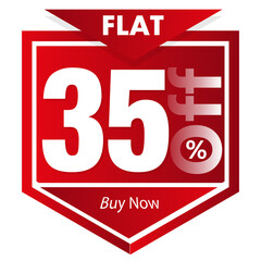 Flat 35 percent off vector sale badge. Modern discount offer banner, sticker, or icon template for website, app, and social media marketing. Isolated PNG element with transparent background.