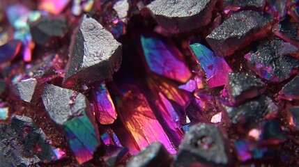 Close-up view of a stunning mineral formation, displaying vibrant colors and unique textures, emphasizing the intricate details and natural beauty of geological wonders