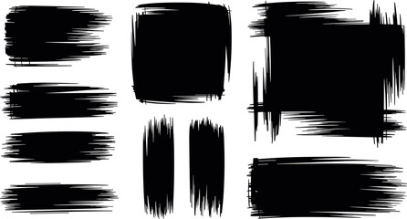 Black distressed brush stroke frames and shapes grunge