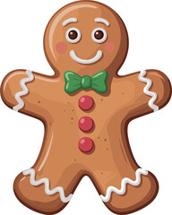 Gingerbread man with green bow tie and red buttons