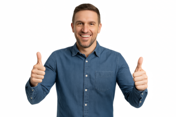 Man giving thumbs up with smile