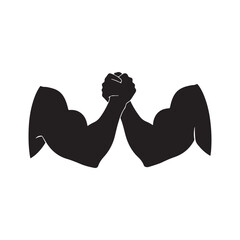 Arm Wrestling emblem silhouette vector flat illustration design on white background