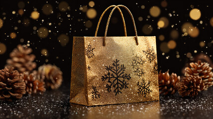 Happy Christmas shopping bag. Christmas x-mas and holiday sales