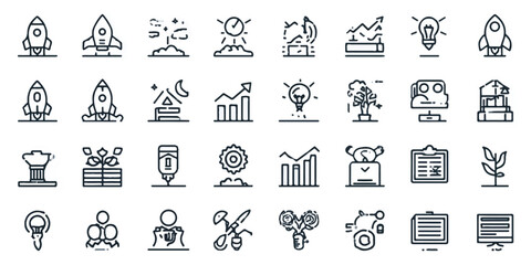 Collection of business and finance icons representing growth and success