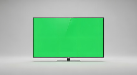 Contemporary television set featuring a vibrant green display ready for custom media content