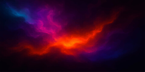 Abstract nebula cloud with vibrant colors in a dark space background © Mitu