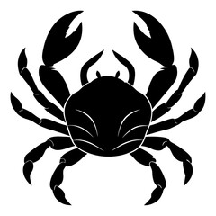 Black crab silhouette with raised claws and eight legs