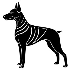 Black dog silhouette with white abstract lines vector
