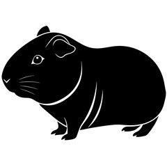 Black guinea pig silhouette on white background rodent 1