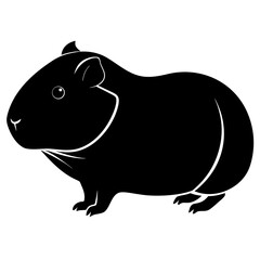 Black guinea pig silhouette with white outline rodent