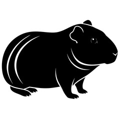 Black guinea pig silhouette on white background rodent
