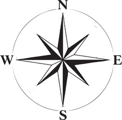 Fototapeta premium Compass Rose with Cardinal Directions North South East West.