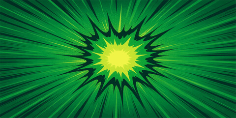 Abstract green burst background with yellow center for energy and vitality