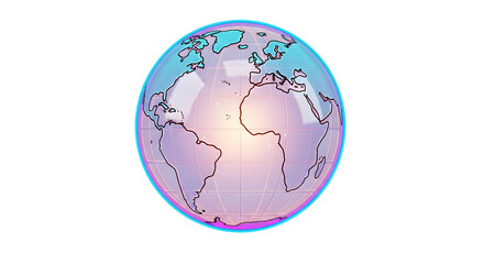 Title: 3D Glowing Glass Earth Globe Icon, Global Network and International Communication
