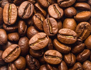 Roasted Coffee Beans Close Up Texture Brown Food Background