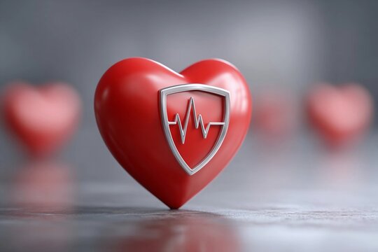 Heart symbol with heartbeat line, representing health and wellness care concepts in a modern design