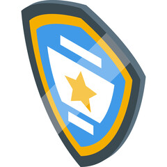 Isometric Shield Icon With Golden Star And Blue Center On Transparent Background Isolated Graphic Design Element