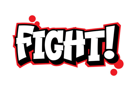 Fight typography graffiti comic style