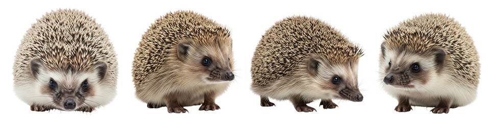 Fototapeta premium Set of Hedgehogs isolated on white