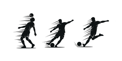 Dynamic Soccer Player Action Silhouette Set Speed Lines