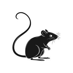 Black Silhouette Mouse Illustration with Long Tail