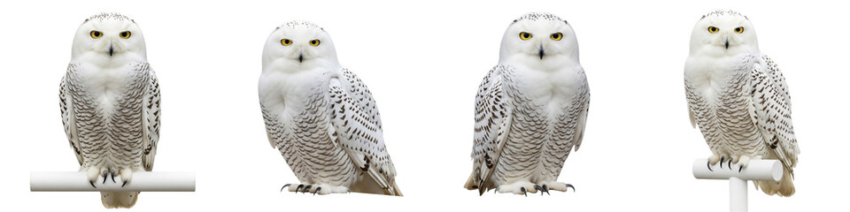 Set of owls isolated on white