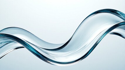 A smooth, translucent wave of clear liquid flows gracefully across a subtle, gradient background, evoking a sense of purity and fluidity in a modern, abstract design