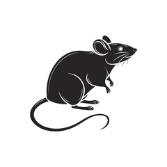 Black Silhouette Rat Illustration – Vector Rodent Design