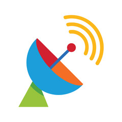 Colorful Satellite Dish Signal Vector Icon