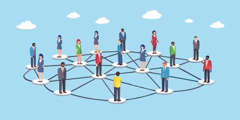 Diverse business people connected in a network
