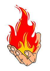 Illustration of a hand on fire