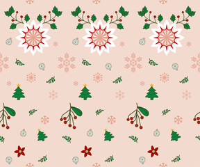 Seamless Christmas tree background pattern vector set for winter holiday card design and season decoration illustration. Happy New Year,floral. Xmas design for printing, Gift wrapping paper.