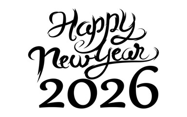Happy New Year. Lettering text for Happy New Year 2026