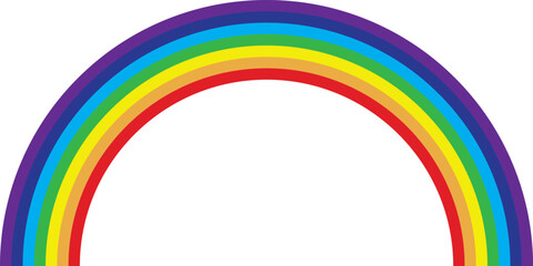 Simple Semi-Circular Rainbow Arch on White Background