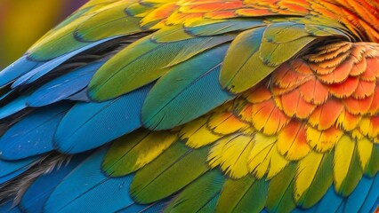 Vibrant plumage of a macaw parrot showcasing natures artistry.