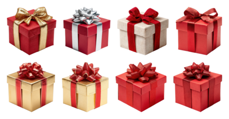 PNG Colorful festive gift boxes, element set on transparent background