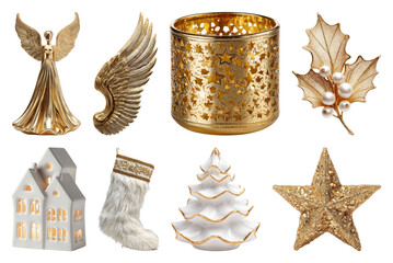 Fototapeta premium PNG Elegant festive holiday decoration collection, element set on transparent background