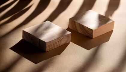 two rectangular pieces placed on a surface with shadows of wavy lines © Miguel
