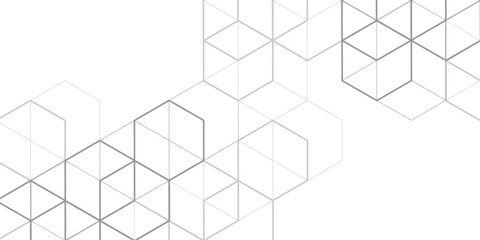 White background from cubes and lines. Linear geometric drawing. Abstraction, Vector illustration.