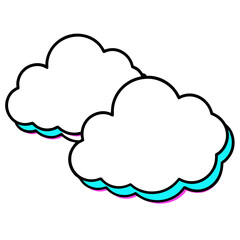 Two cartoonish clouds art