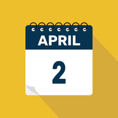 april 2 calendar icon vector illustration with design
