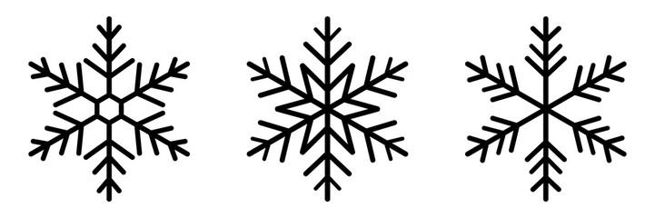 Vector art of collection of snowflake icons icon on. Vector line icon. Collection of different form snowflakes vector icon. Vector illustration of snowflakes icon set on transparent background.