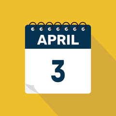 april 3 calendar icon vector illustration with design