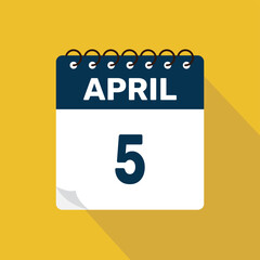 april 5 calendar icon vector illustration with design