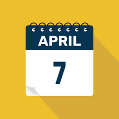 april 7 calendar icon vector illustration with design