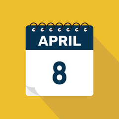 april 8 calendar icon vector illustration with design
