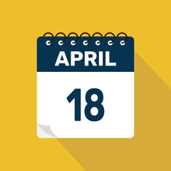 april 18 calendar icon vector illustration with design